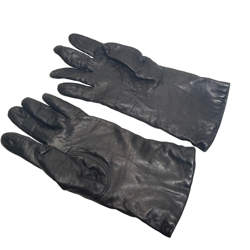 VTG Leather Gloves Black Cashmere Lined Winter Made in Hungary Women Sz 8 M / L